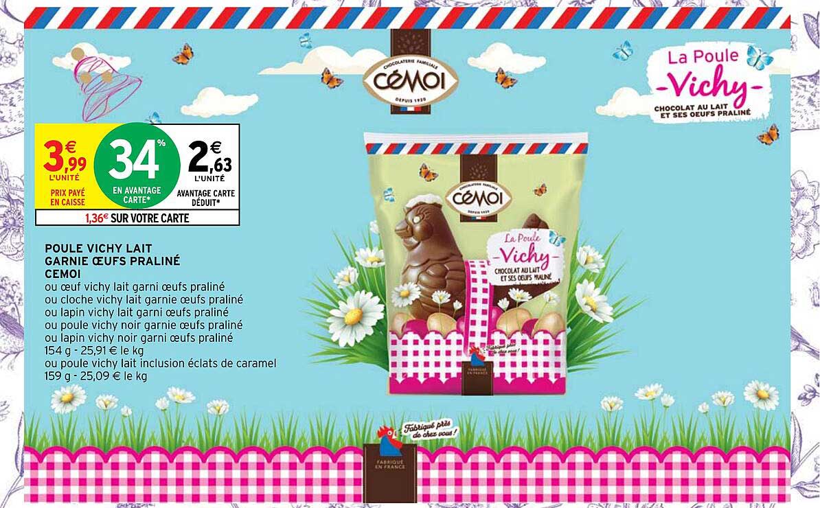 Poule Vichy Lait Garnie œufs Praliné Cémoi