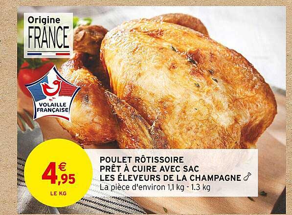 poulet rôtissoire prêt à cuire avec sac les éleveurs de la champagne
