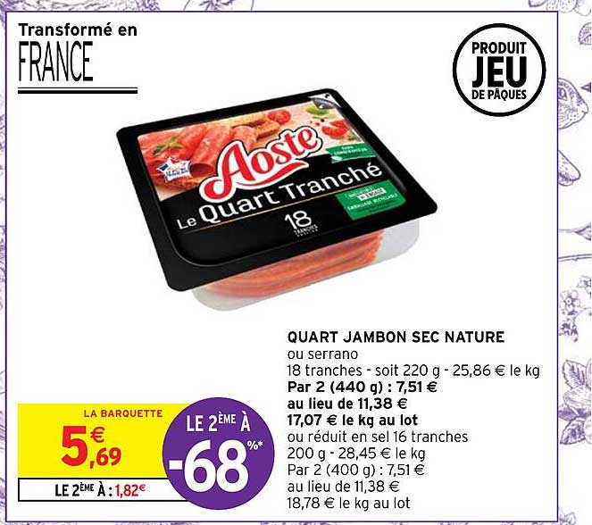 Quart Jambon Sec Nature