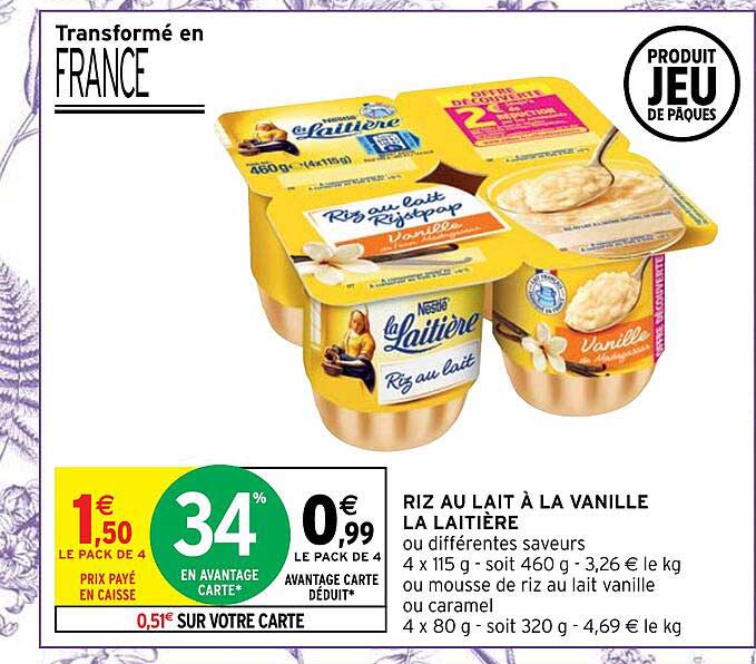 Riz Au Lait à La Vanille La Laitière