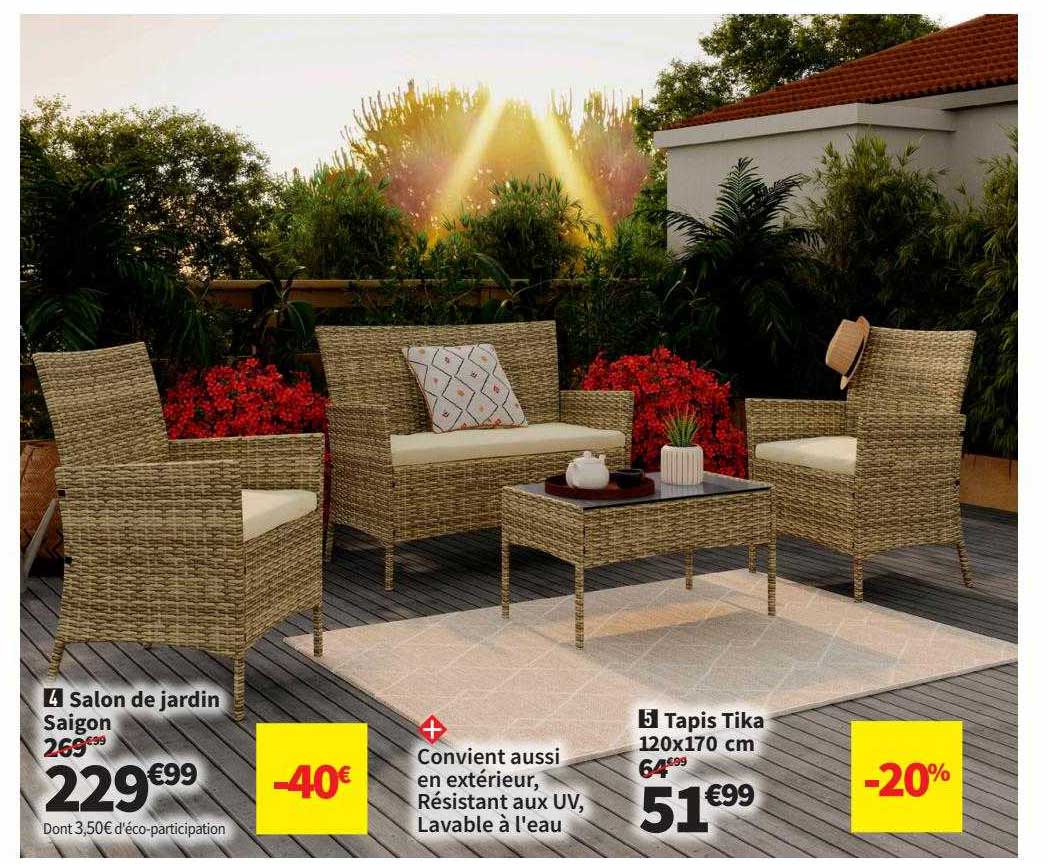 salon de jardin saigon, tapis tika 120 x 170 cm