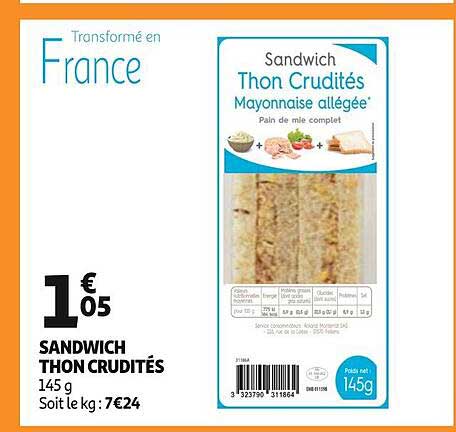 Sandwich Thon Crudités