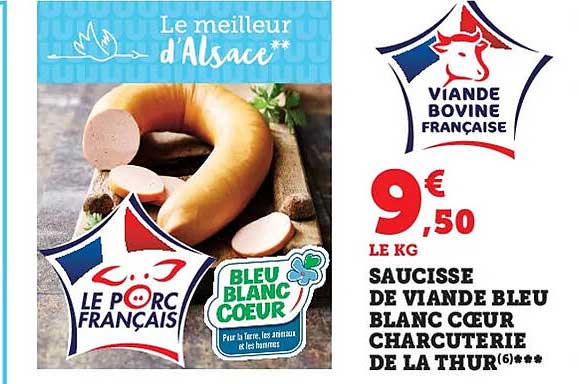 Saucisse De Viande Bleu Blanc Cœur Charcuterie De La Thur