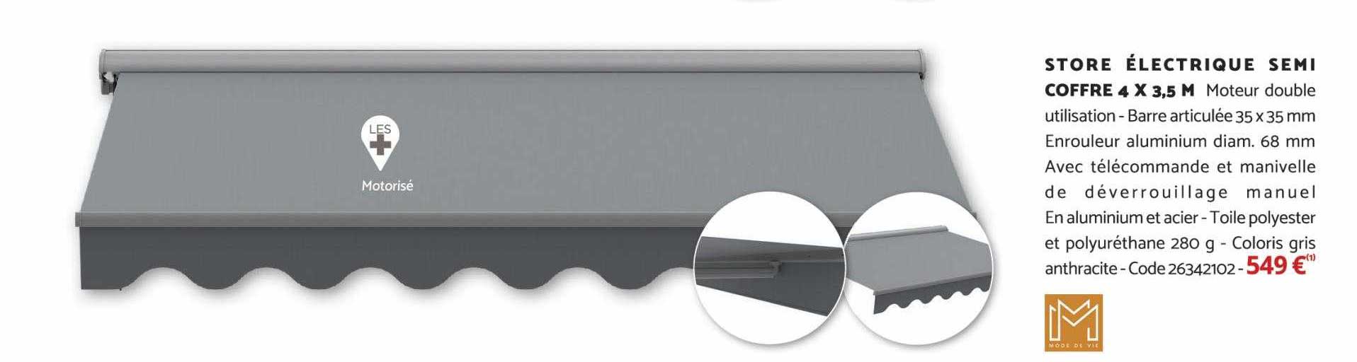 store électrique semi-coffre 4 x 3,5 m