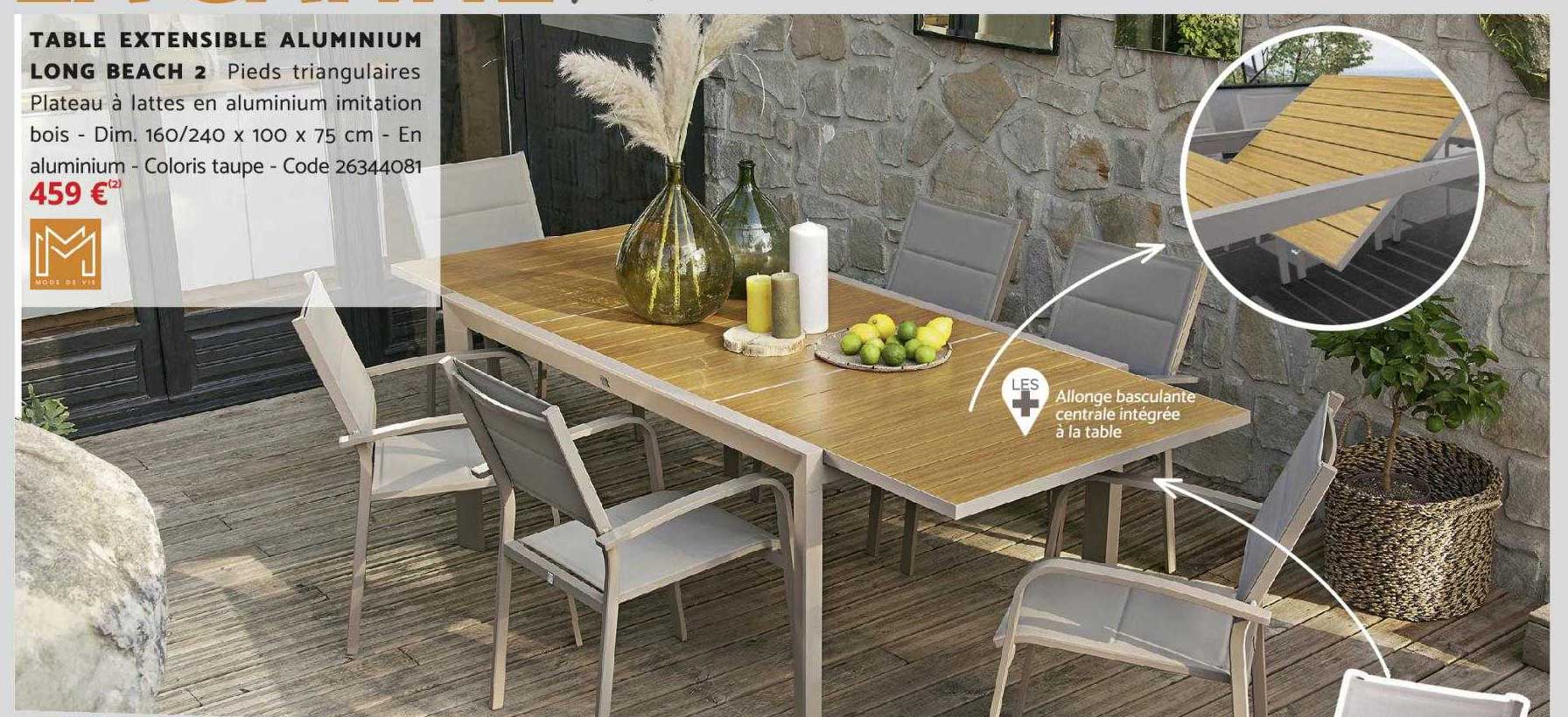 table extensible aluminium long beach 2