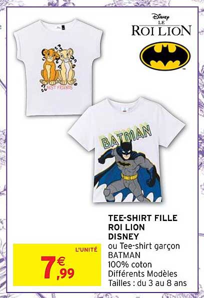 tee-shirt fille roi lion disney