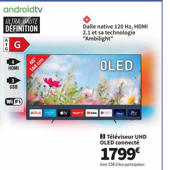 Téléviseur Uhd Oled Connecté65" 164 Cm