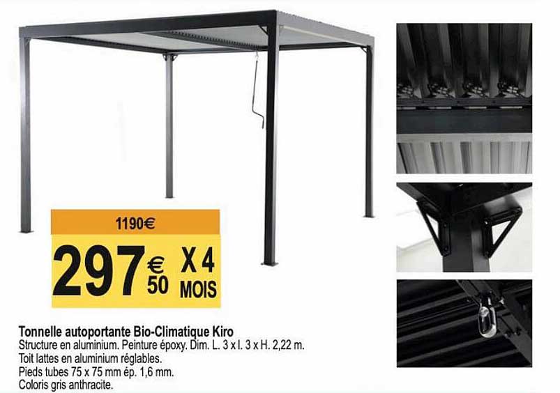 Tonnelle Autoportant Bio-climatique Kiro