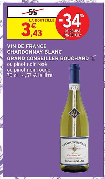 vin de france chardonnay blanc grand conseiller bouchard