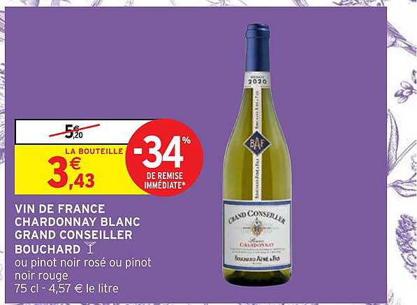 vin de france chardonnay blanc grand conseiller bouchard