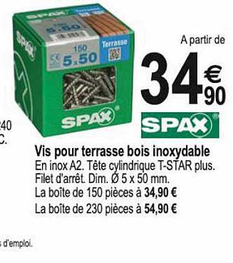 vis pour terrasse bois inoxydable spax