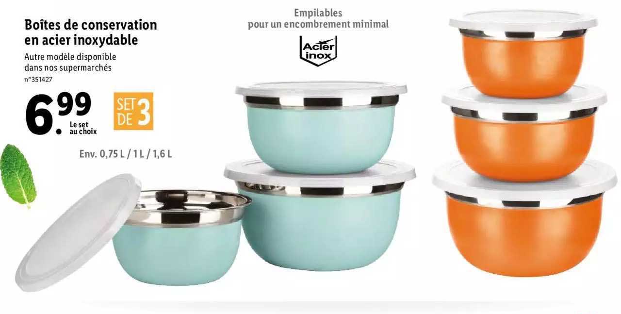 boîte de conservation en acier inoxydable