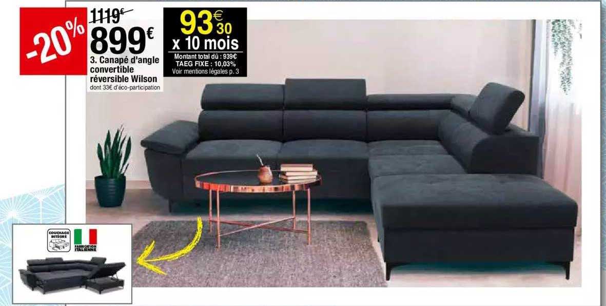 Canapé D'angle Convertible Réversible Wilson
