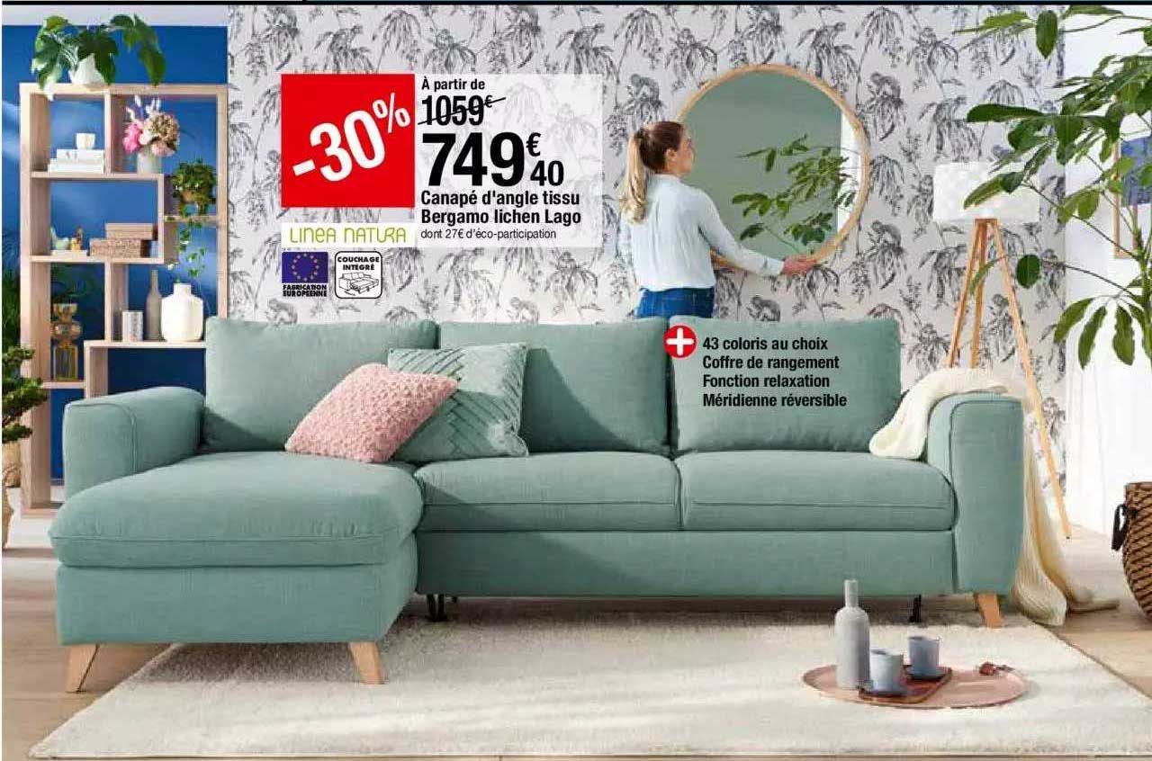 canapé d'angle tissu bergamo lichen lago