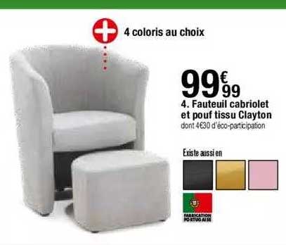 Fauteuil Cabriolet Et Pouf Tissu Clayton