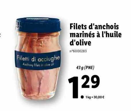 filets d'anchois marinés à l'huile d'olive