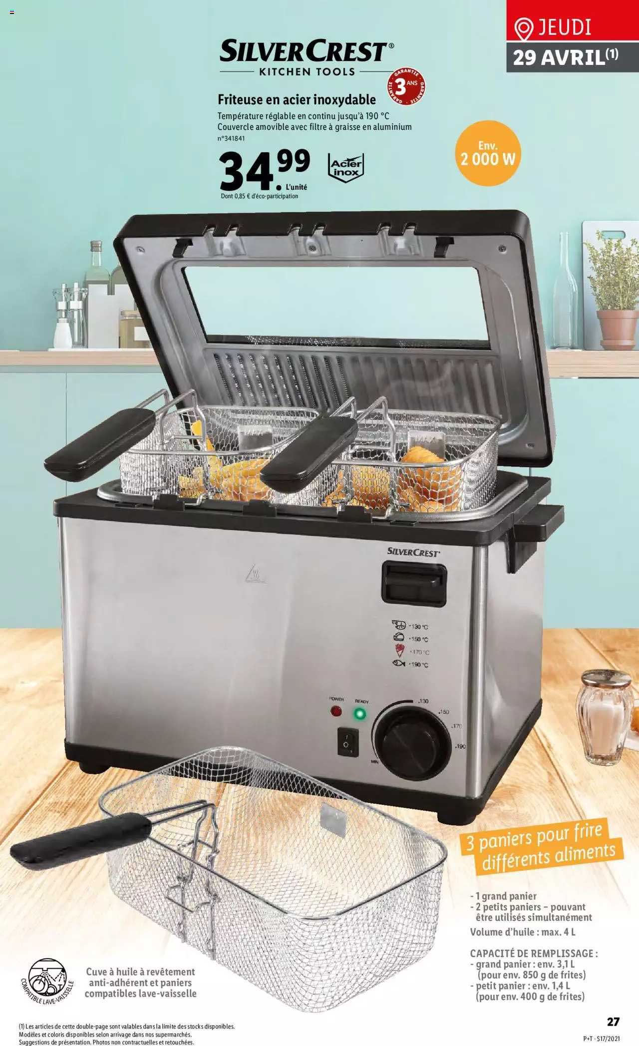 friteuse en acier inoxydable sylver crest