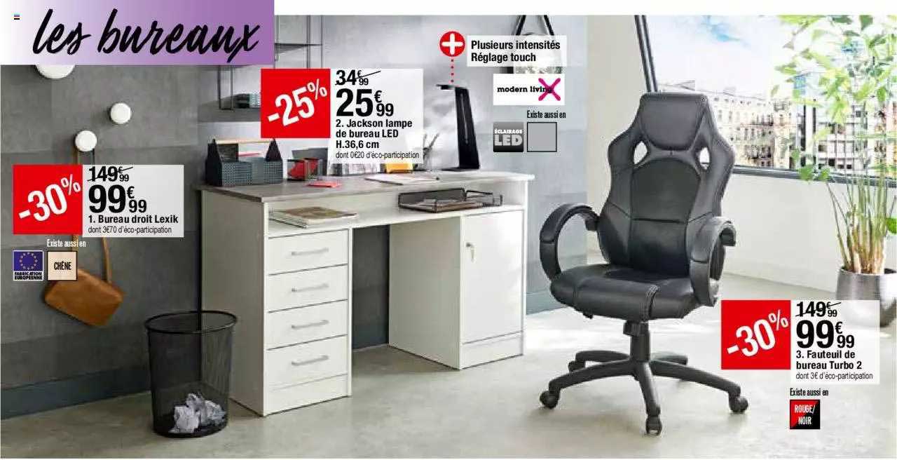 jackson lampe de bureau led, bureau droit lexik, fauteuil de bureau turbo 2