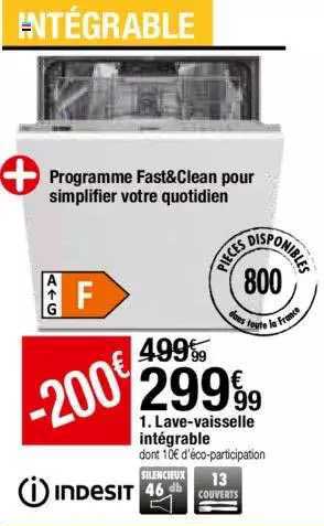 lave-vaisselle intégrable indesit