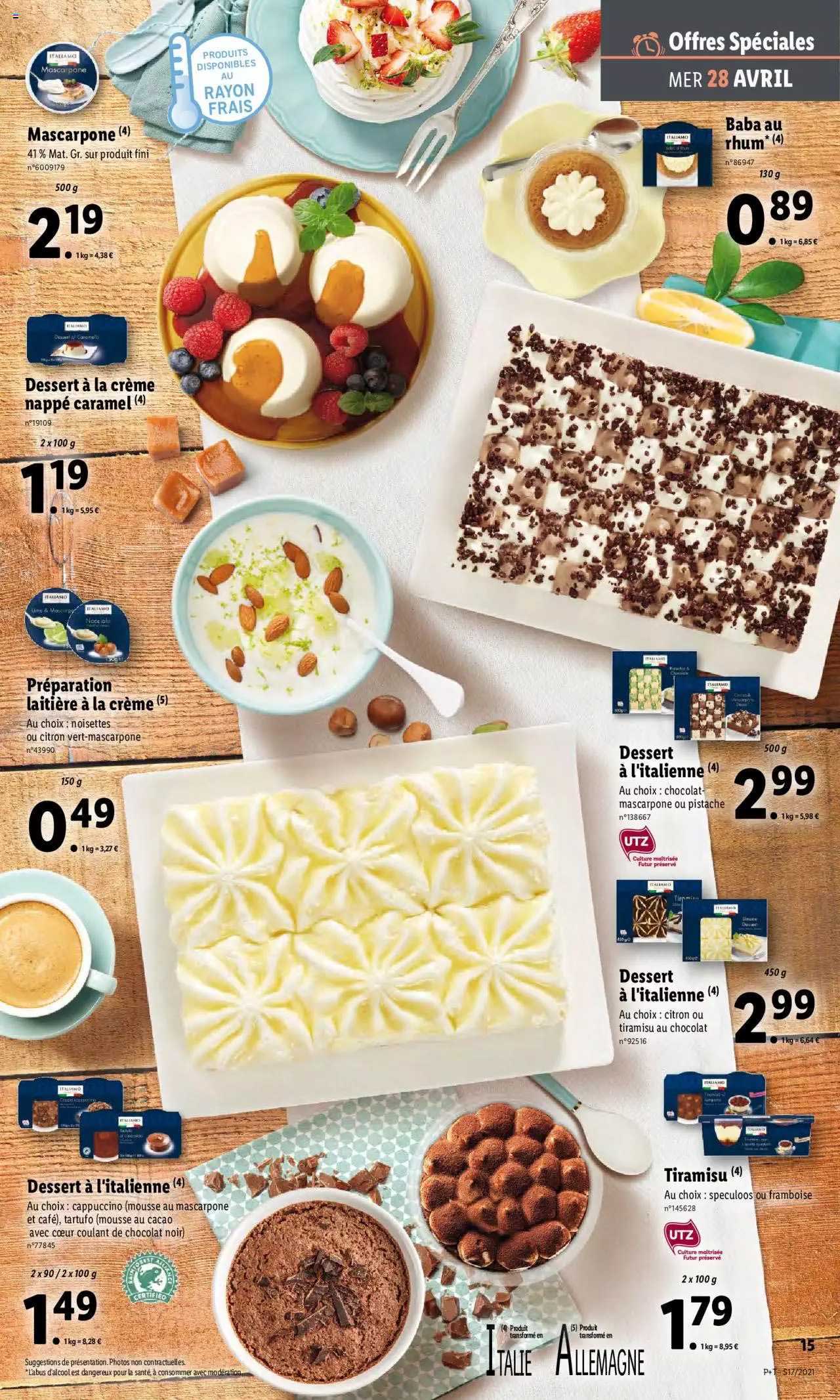 mascarpone, dessert à la crème nappé caramel, préparation laitière à la crème, dessert à l'italienne, baba au rhum, tiramisu