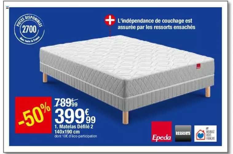 matelas défilé 2 140 x 190 cm