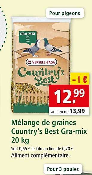 mélange de graines country's best gra-mix 20 kg