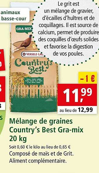 mélange de graines country's best gra-mix 20 kg