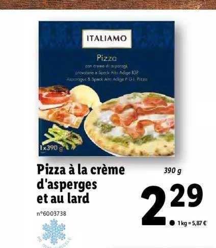 pizza à la crème d'asperges et au lard italiamo