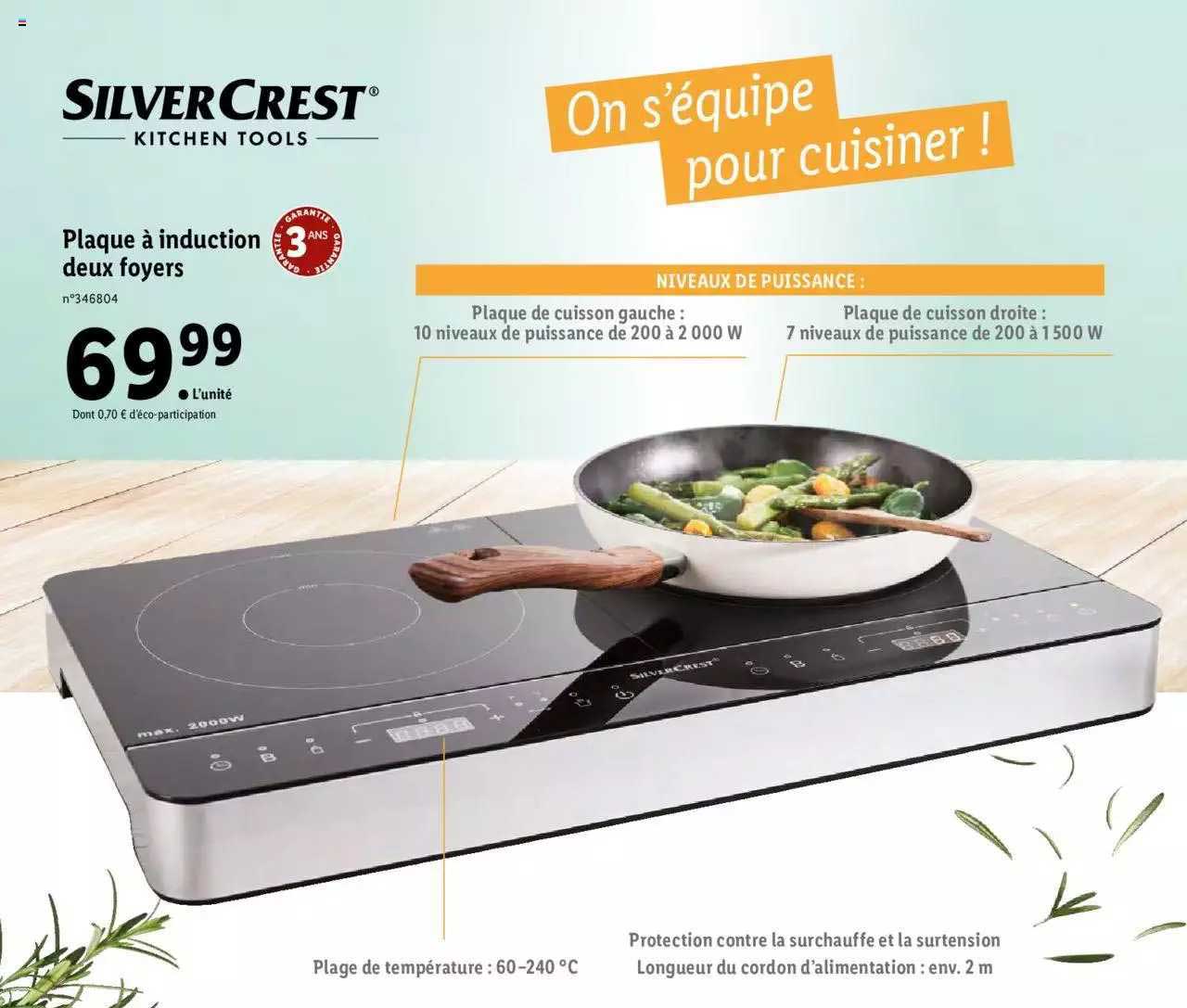 plaque à induction deux foyers silver crest