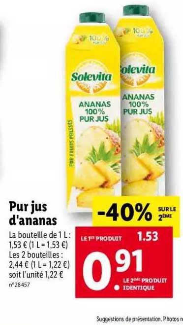 pur jus d'ananas solevita