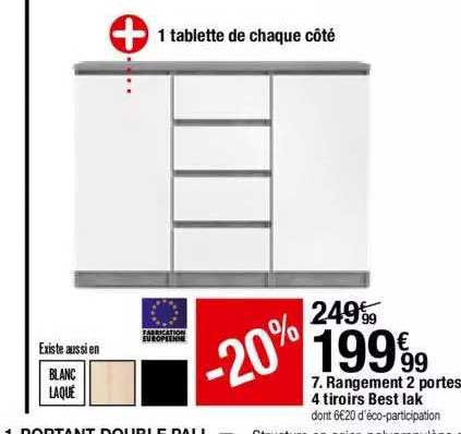 rangement 2 portes 4 tiroirs best lak