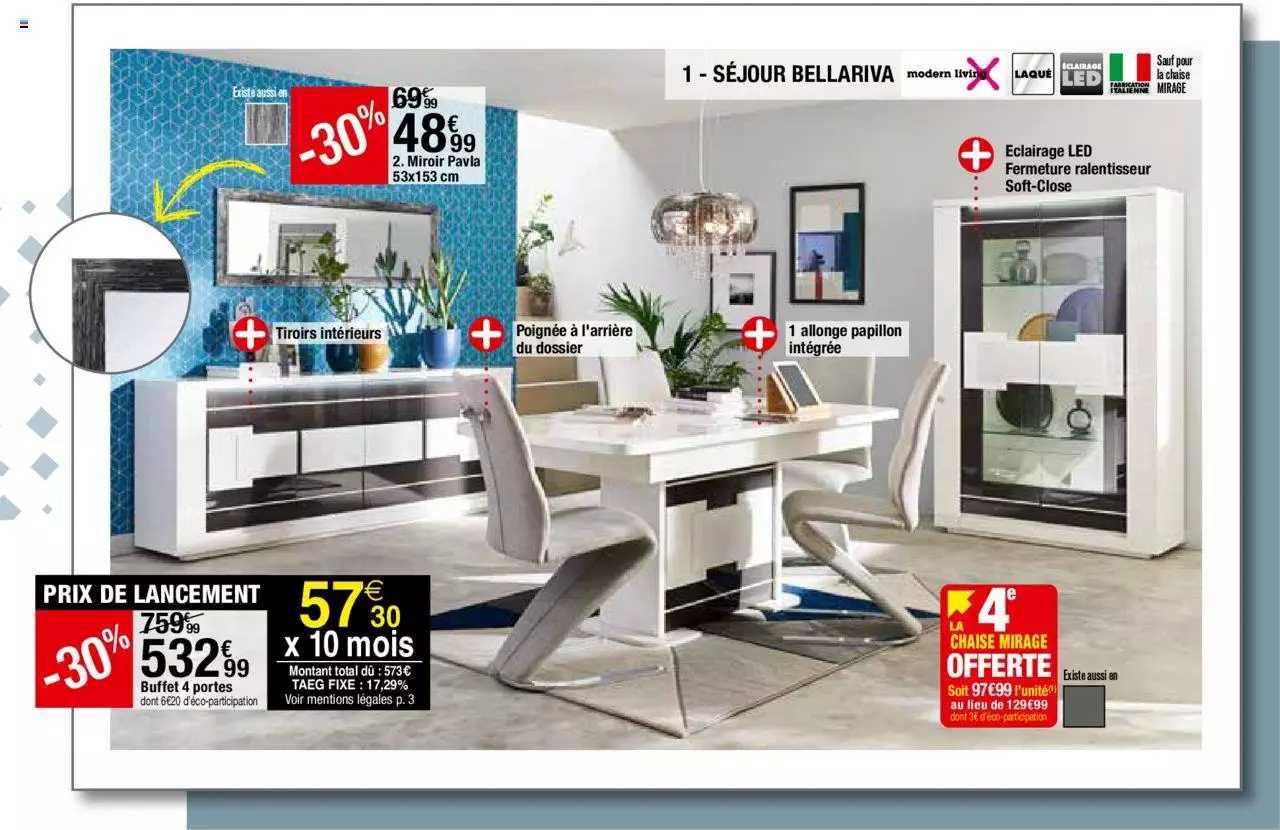 séjour bellariva, buffet 4 portes, chaise mirage