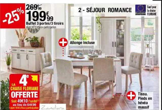 Séjour Romance : Buffet 3 Portes - 3 Tiroirs
