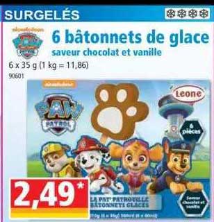 6 Bâtonnets De Glace Saveur Chocolat Et Vanille
