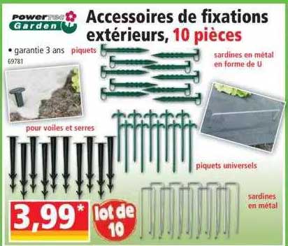 accessoires de fixations extérieurs, 10 pièces powertec garden