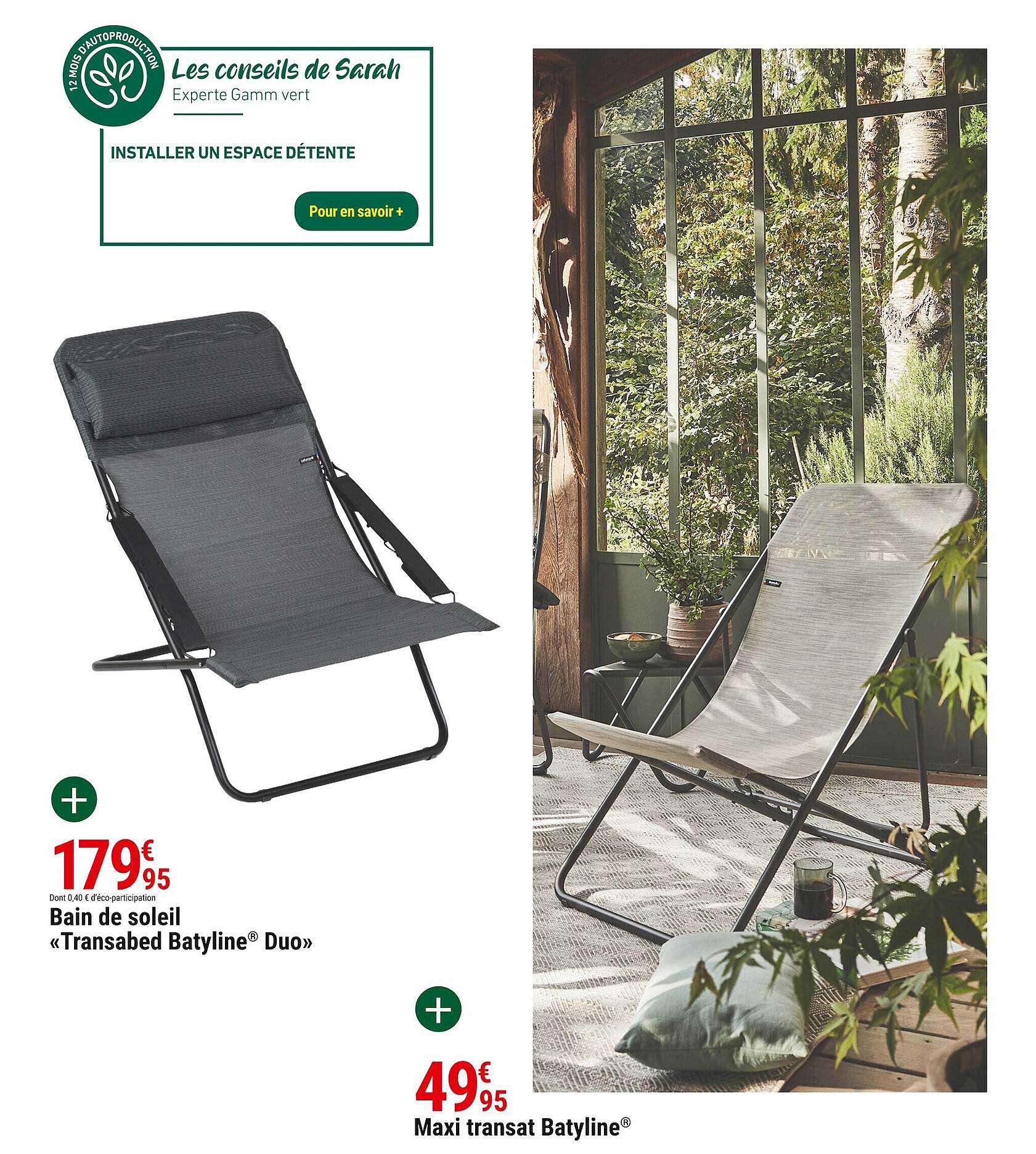 bain de soleil «transabed batyline duo», maxi transat batyline