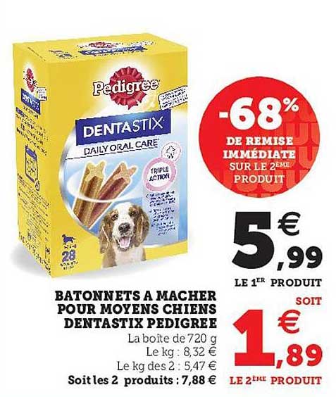 bâtonnets à mâcher pour moyens chiens dentastix pedigree