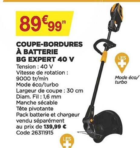 coupe-bordures à batterie bg expert 40 v
