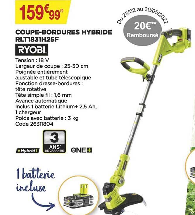 coupe-bordures hybride rlt1831h25f ryobi