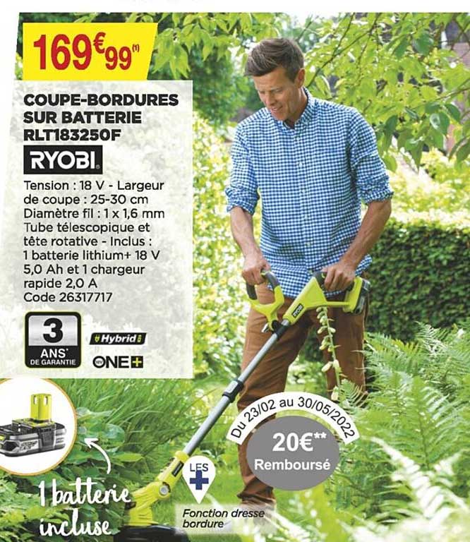 coupe-bordures sur batterie rlt183250f ryobi