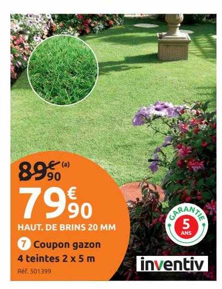 coupon gazon 4 teintes 2 x 5 m inventiv