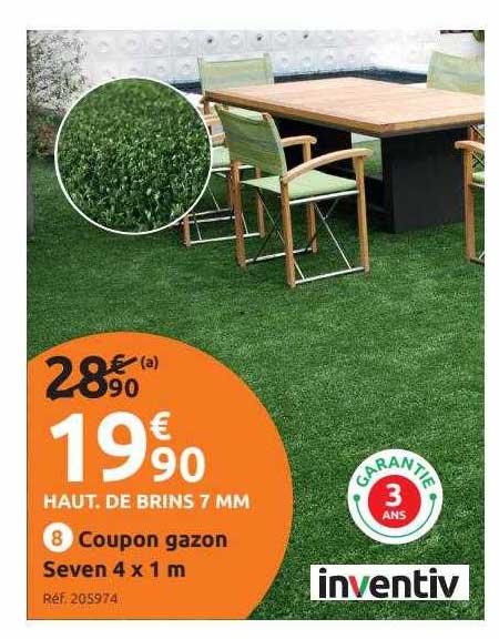coupon gazon seven 4 x 1 m inventiv