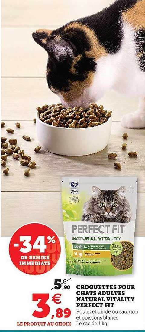 croquettes pour chats adultes natural vitality perfect fit