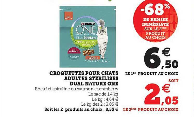 Croquettes Pour Chats Adultes Stérilisés Dual Nature One