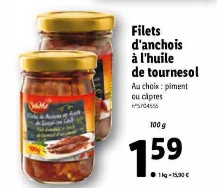 filets d'anchois à l'huile de tournesol sol & mar