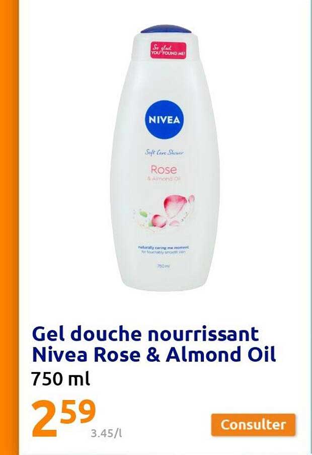 gel douche nourrissant nivea rose & almond oil