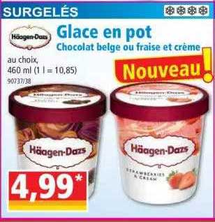 glace en pot chocolat belge ou fraise et crème häagen-dazs