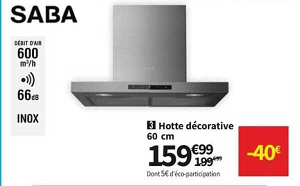 hotte décorative 60 cm saba