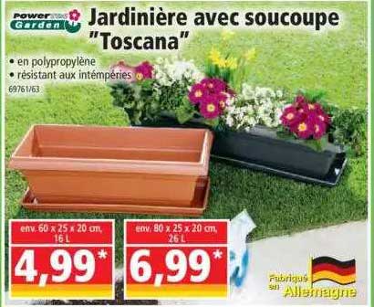 jardinière avec soucoupe "toscana" powertec garden
