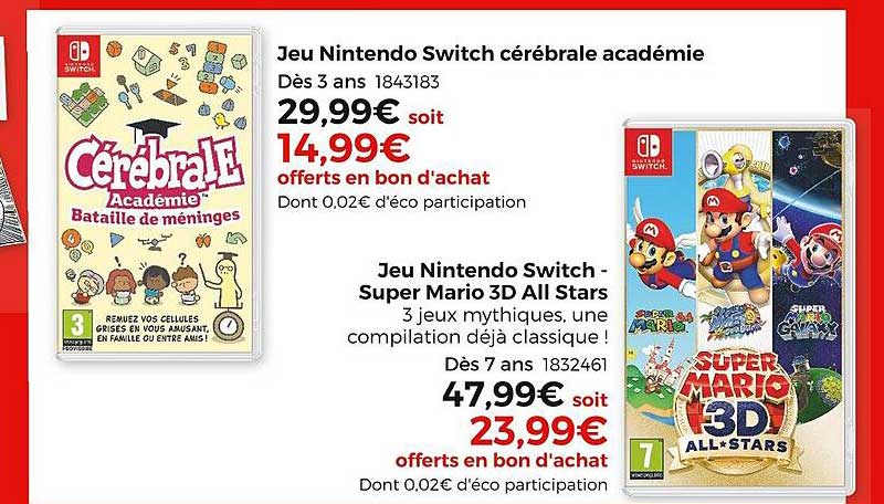 jeu nintendo switch cérébrale académie, jeu nintendo switch - super mario 3d all stars